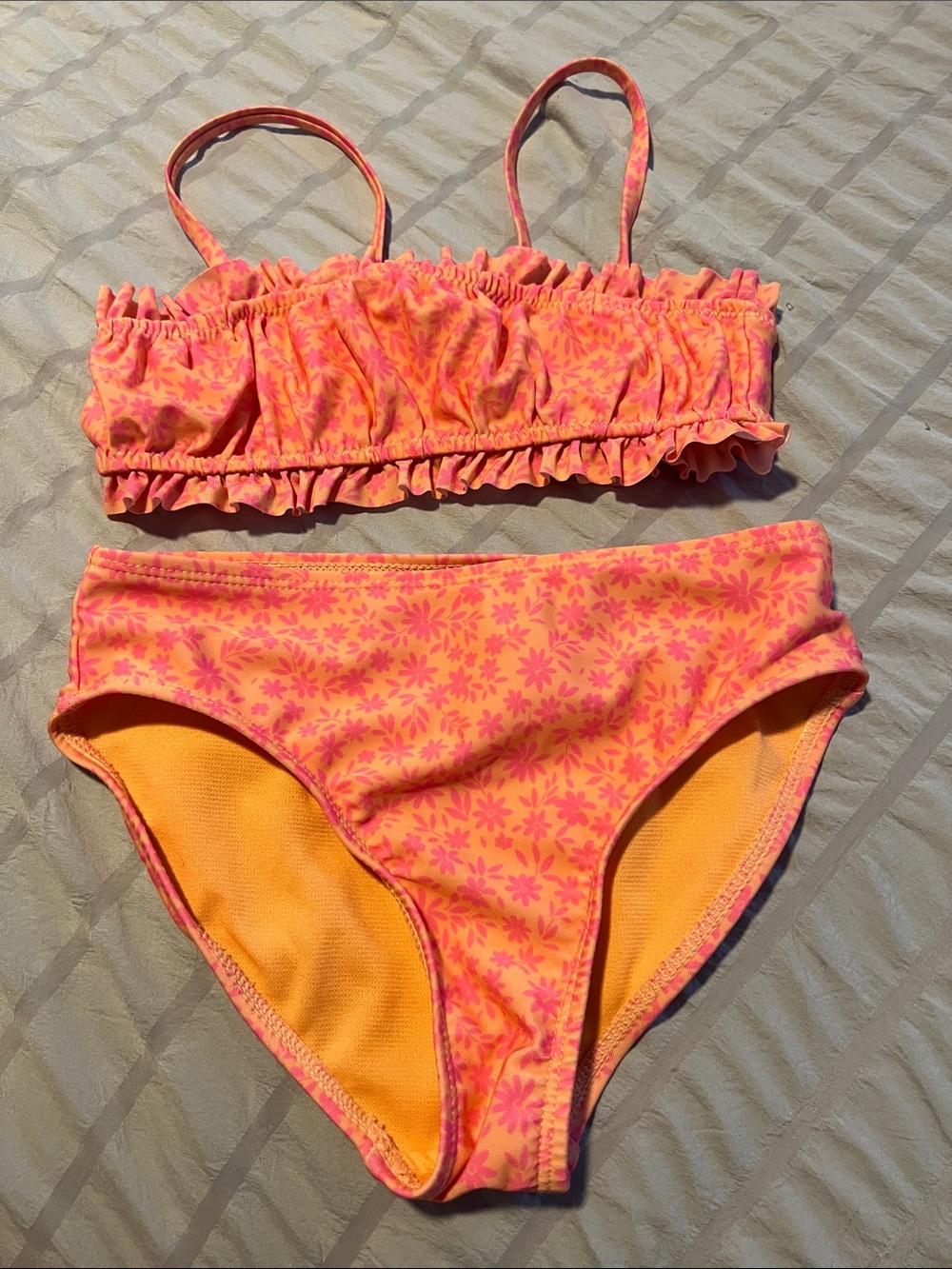 wonder nation Pink and Orange Ruffle Swim Two-Piece